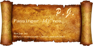 Passinger János névjegykártya